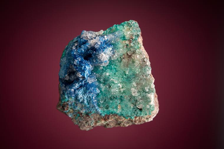 AJOITE with SHATTUCKITE and CALCITE